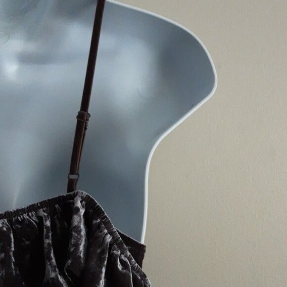 American eagle crushed velvet ruffle mini party dress  S/P gray y2k Grunge soft - Picture 5 of 7